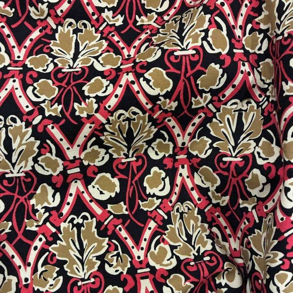 Harold's Red Floral Geometric Cropped Pants - 16 - Cotton Stretch Boho Eclectic